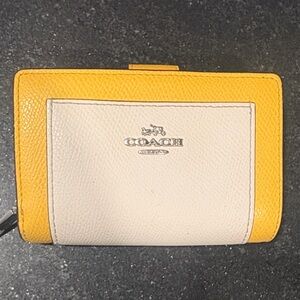 Coach Bifold Wallet in Yellow and White